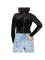 Schwarze Samtjacke mit Reißverschluss