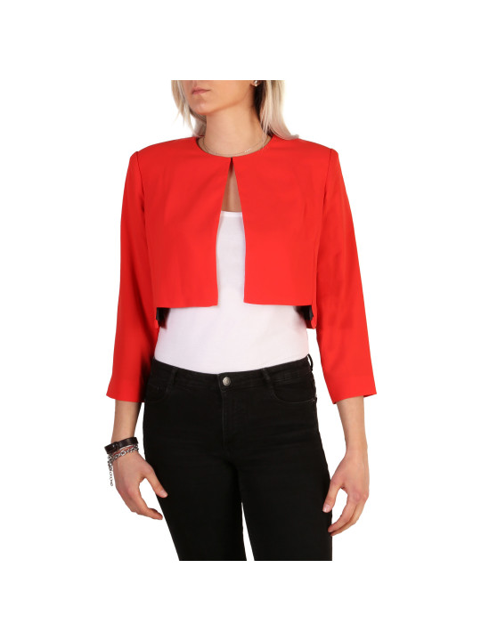 Roter Cropped Blazer mit Gürtelschlaufen
