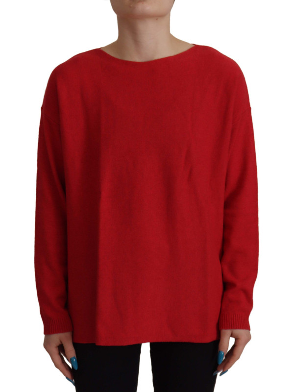 Sweaters Elegant Red Wool Blend Knit Sweater 550,00 € 8052145574672 | Planet-Deluxe