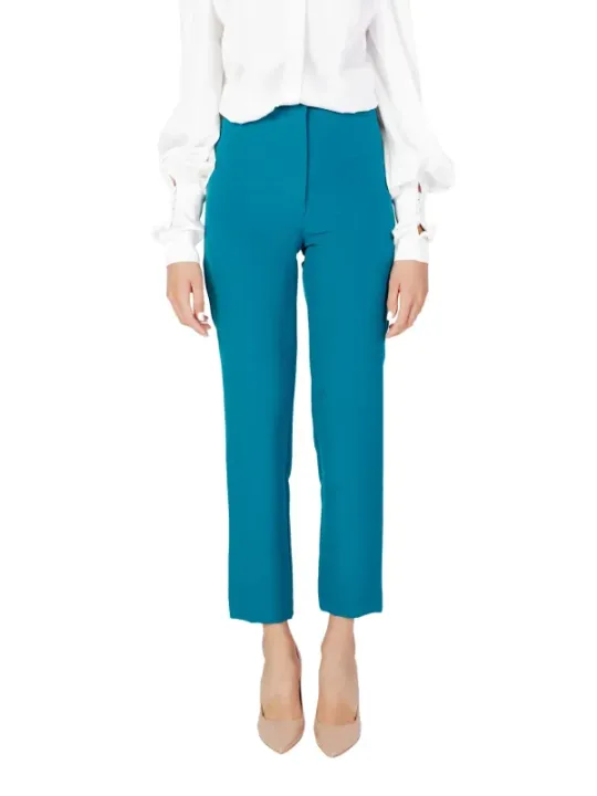 Türkise, cropped, hochtaillierte Damenhose