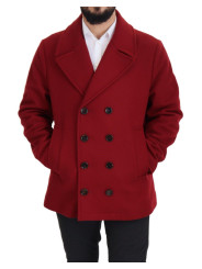 Jackets Elegant Red Double Breasted Wool Jacket 2.800,00 € 8052145664892 | Planet-Deluxe