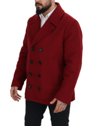 Jackets Elegant Red Double Breasted Wool Jacket 2.800,00 € 8052145664892 | Planet-Deluxe