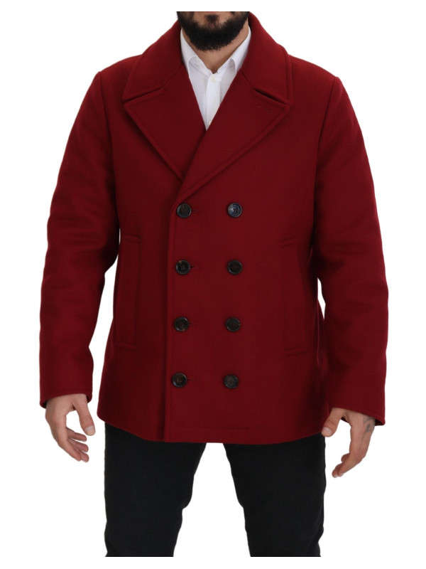 Jackets Elegant Red Double Breasted Wool Jacket 2.800,00 € 8052145664892 | Planet-Deluxe