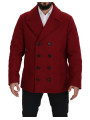 Jackets Elegant Red Double Breasted Wool Jacket 2.800,00 € 8052145664892 | Planet-Deluxe