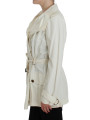 Jackets & Coats Elegant White Wrap Trench Jacket 530,00 € 1000004609574 | Planet-Deluxe