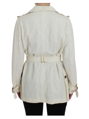 Jackets & Coats Elegant White Wrap Trench Jacket 530,00 € 1000004609574 | Planet-Deluxe