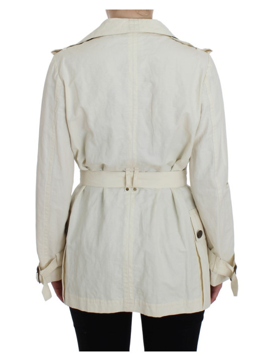 Jackets & Coats Elegant White Wrap Trench Jacket 530,00 € 1000004609574 | Planet-Deluxe