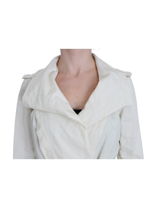 Jackets & Coats Elegant White Wrap Trench Jacket 530,00 € 1000004609574 | Planet-Deluxe