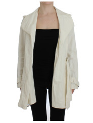 Jackets & Coats Elegant White Wrap Trench Jacket 530,00 € 1000004609574 | Planet-Deluxe