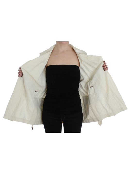 Jackets & Coats Elegant White Wrap Trench Jacket 530,00 € 1000004609574 | Planet-Deluxe