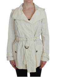 Jackets & Coats Elegant White Wrap Trench Jacket 530,00 € 1000004609574 | Planet-Deluxe