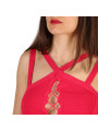 Rotes trägerloses Crop-Top mit Kreuzdesign