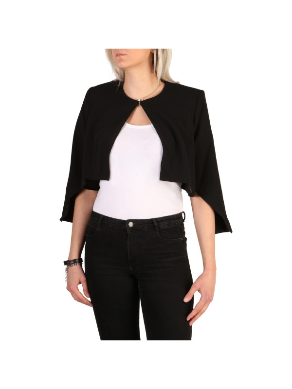 Schwarzer Kurzarm-Cardigan mit offenem Schnitt Schwarzer Kurzarm-Cardigan mit offenem Schnitt