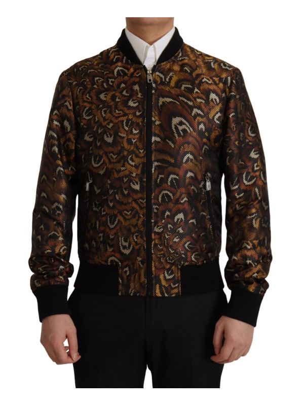 Jackets Elegant Brown Blouson Jacket 3.400,00 € 8057155423668 | Planet-Deluxe