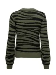 Grüner Zebra Streifen Pullover Damen