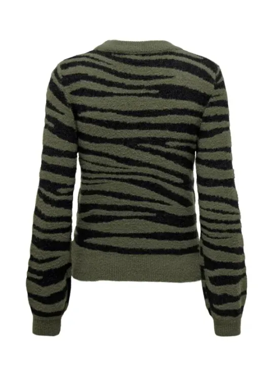 Grüner Zebra Streifen Pullover Damen