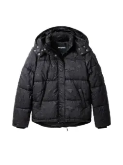 Schwarze gesteppte Blumen-Pufferjacke JOUGIEBO