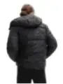 Schwarze gesteppte Daunenjacke mit Kapuze