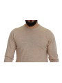 Sweaters Elegant Beige Crewneck Wool Sweater 1.200,00 € 8052145425882 | Planet-Deluxe