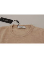 Sweaters Elegant Beige Crewneck Wool Sweater 1.200,00 € 8052145425882 | Planet-Deluxe