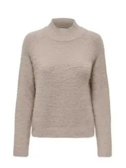Warmer, beigefarbener Damen Strickpullover