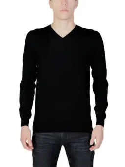 Schwarzer V-Ausschnitt Pullover Jeans