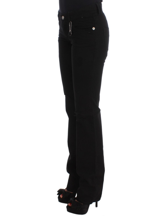 Jeans & Pants Chic Black Slim Fit Zippered Cotton Jeans 260,00 € 8050246181805 | Planet-Deluxe