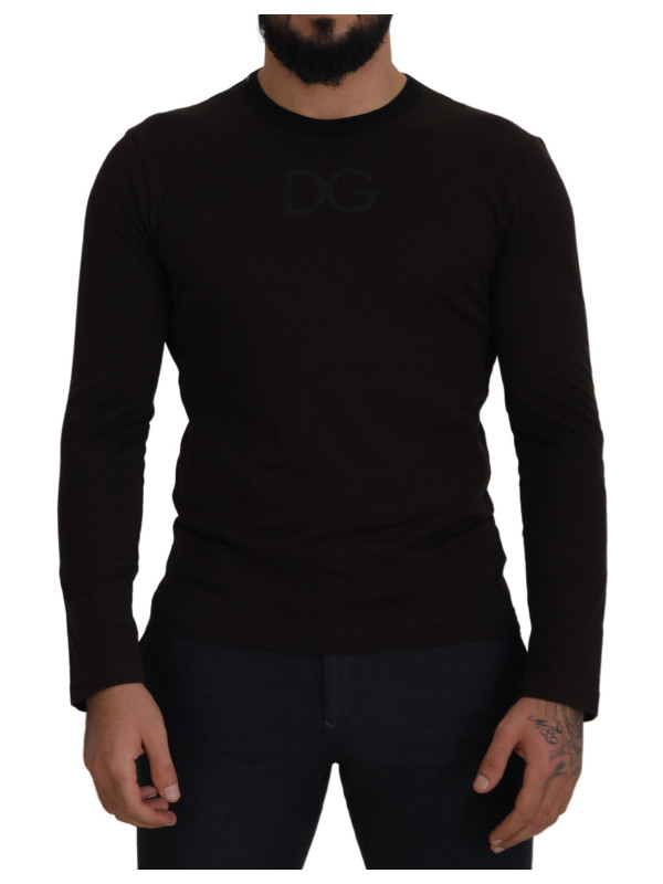 Sweaters Elegant Brown Crewneck Cotton Sweater 700,00 € 8057155641116 | Planet-Deluxe