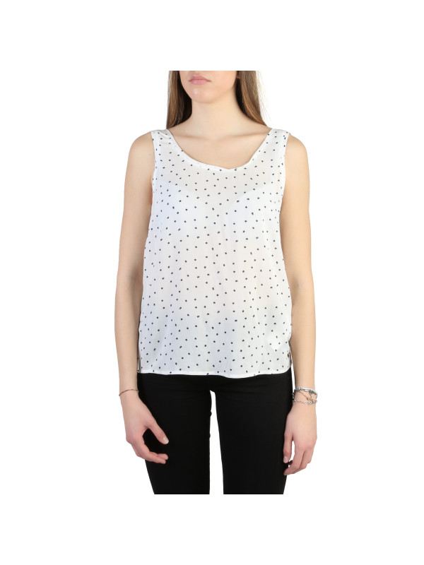 Weißes Polka-Dot-Bluse lockerer Schnitt Weißes Polka-Dot-Bluse lockerer Schnitt