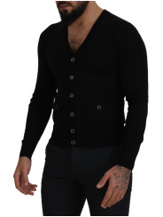 Sweaters Elegant Wool Buttoned Black Cardigan 1.000,00 € 8054802514373 | Planet-Deluxe