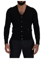 Sweaters Elegant Wool Buttoned Black Cardigan 1.000,00 € 8054802514373 | Planet-Deluxe