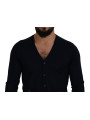 Sweaters Elegant Virgin Wool Cardigan Sweater in Blue 900,00 € 8059226783695 | Planet-Deluxe