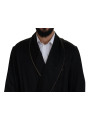 Jackets Elegant Black Silk Long Robe Coat 3.700,00 € 8057142928398 | Planet-Deluxe