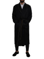 Jackets Elegant Black Silk Long Robe Coat 3.700,00 € 8057142928398 | Planet-Deluxe