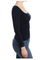 Sweaters Elegant Blue Long Sleeve Lace Top 220,00 € 72527273070 | Planet-Deluxe