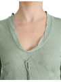 Sweaters Chic Green Knitted Top â€“ Ethereal Elegance 290,00 € 8050442545754 | Planet-Deluxe