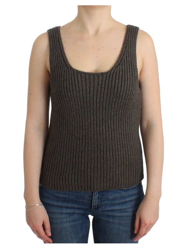 Tops & T-Shirts Chic Gray Knit Crew Neck Top 270,00 € 7333413007773 | Planet-Deluxe