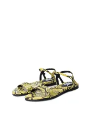 Gelbe Sandalette mit Animal-Print.