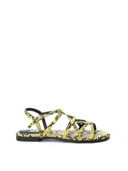Gelbe Sandale mit Animal Print
