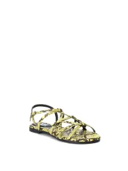 Gelbe Schlangenhaut-Sandalette mit Riemchen