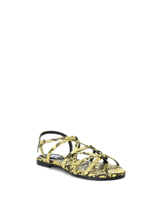Gelbe Schlangenhaut-Sandalette mit Riemchen