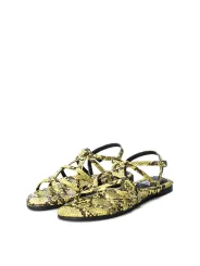 Gelbe Reptilienmuster-Sandalette mit Klettverschluss