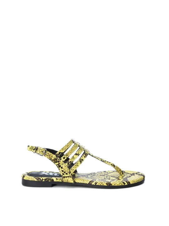 Gelbe und schwarze Damensandalen Xti