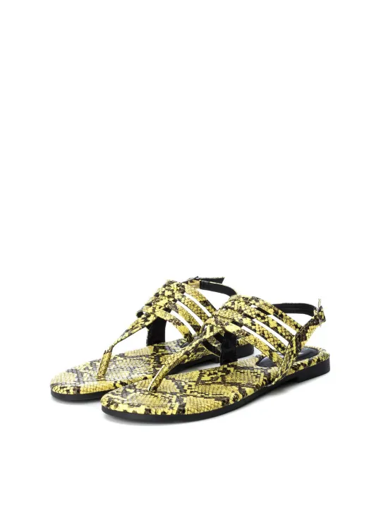 Gelbe und schwarze Riemchensandalen Xti