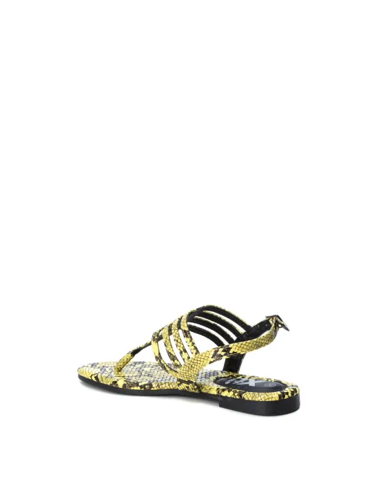 Gelbe Schlangenhaut-Riemchensandalen für Damen