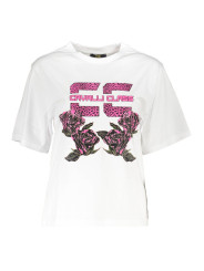 Tops & T-Shirts Chic White Printed Cotton Tee with Designer Flair 70,00 € 8054323861383 | Planet-Deluxe