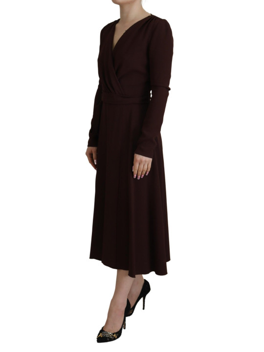 Dresses Elegant Brown Long Sleeve Wrap Dress 2.060,00 € 8057155516780 | Planet-Deluxe