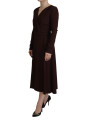 Dresses Elegant Brown Long Sleeve Wrap Dress 2.060,00 € 8057155516780 | Planet-Deluxe