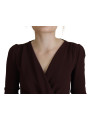 Dresses Elegant Brown Long Sleeve Wrap Dress 2.060,00 € 8057155516780 | Planet-Deluxe
