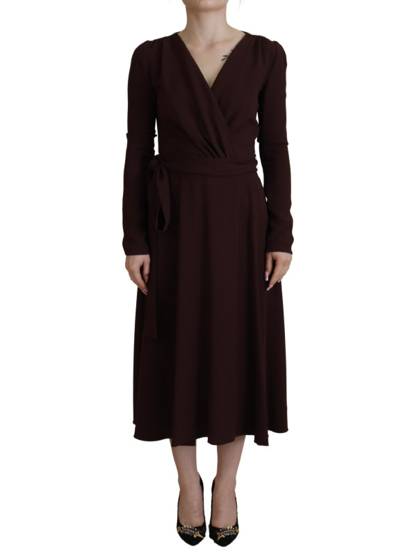 Dresses Elegant Brown Long Sleeve Wrap Dress 2.060,00 € 8057155516780 | Planet-Deluxe